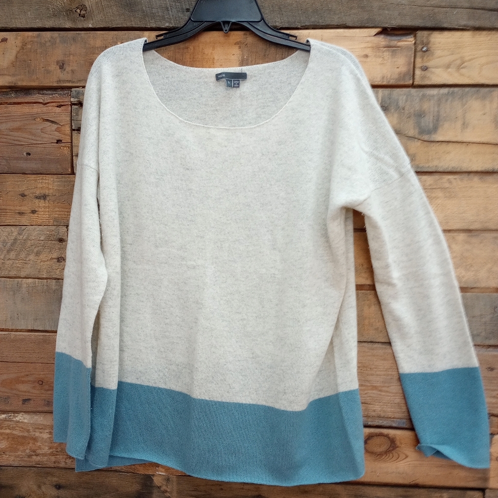 Vince 100%  Cashmere Color Block Sweater Large